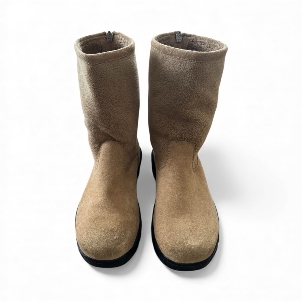 Lands’ End  Chestnut Suede Fleece  Sweater  Snow  Boots  Size 8.5